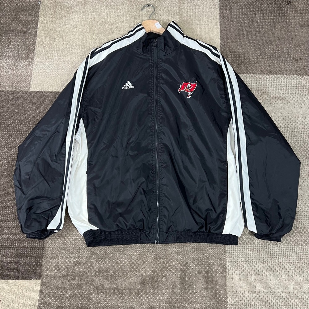 Vintage Adidas Team NFL Tampa Bay Buccaneers Track Jacket Mens XL Black Full Zip